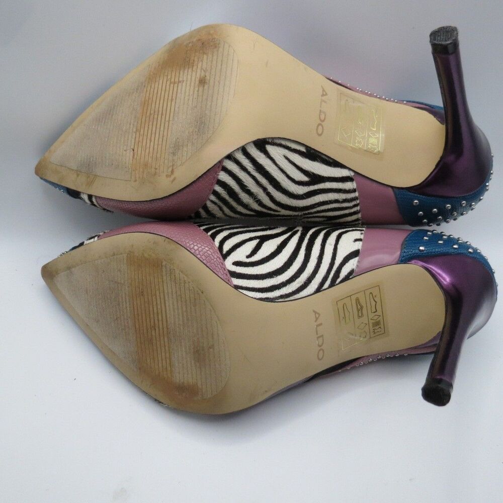 Aldo Wicilidia Studded Animal Print 4" Stiletto Heels Club 90s Size 7.5 READ - Picture 8 of 10